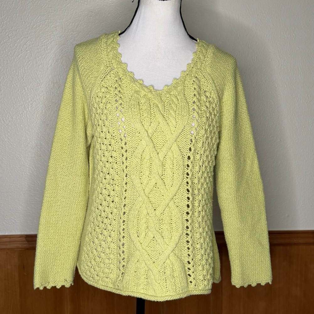 Sundance chartreuse cable knit sweater